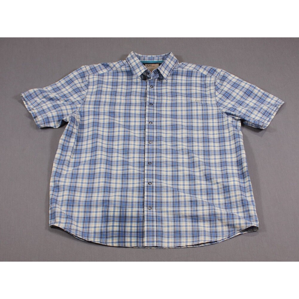 5.11 Tactical Mens Large Blue Plaid Short Sleeve Snap Button Shirt Outdoor